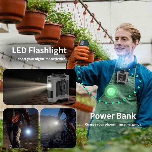 2025 New Hot 10000mah USB High Speed Wearable Fan Waist Clip Portable Fan Rechargeable Battery Power Outdoor Travel Cooling Fan