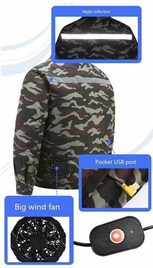 Summer Fan Jacket USB Heat Dissipation Lasting High Power Cargo Coats Outdoor Fishing Functionl Cooling Air-conditioning Suit