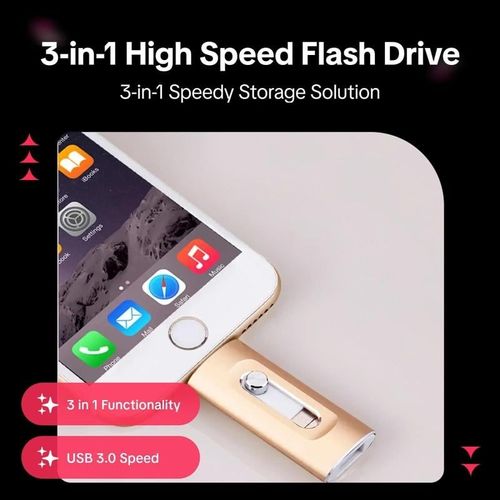 ⚡3 in 1 Flash Drive, Portable High Speed USB 3.0 Memory Storage