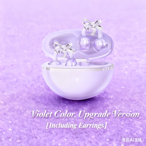 Violet Butterfly Diamond Ear Clip Wireless Bluetooth Headphones (Upgraded Version with Ear Jewelry), Star Ring Design, Long Battery Life, Noise Cancelling, HiFi Stereo Sports Earbuds