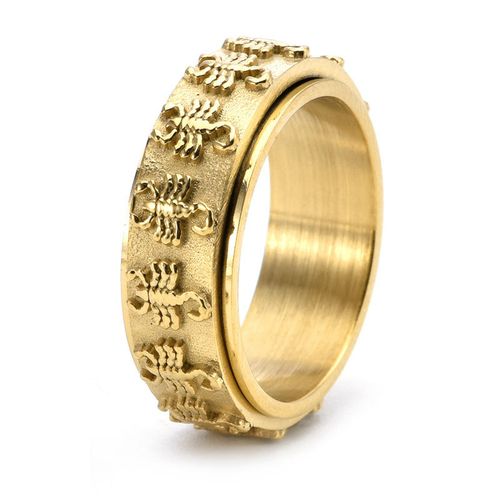 Vintage Spinning Scorpion Ring – Hip-Hop Animal Style PVD Stainless Steel Waterproof Anxiety Relief Ring (Gold SilverBlack)
