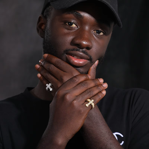 2025 New Cross Ring - Trendy Men's Band with Micro-Pavé Zircons, Hip-Hop Style & Sophisticated Elegance, Minimalist Luxury Couples' Ring (Zircon Material)