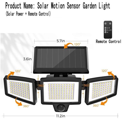 IP65 Waterproof Motion Sensor Solar Light 5-Head Remote Control Security Wall for Garden Outdoor Small Detachable Outdoor Solar Powered Security Light Solar Light Motion Detection Sensor