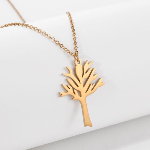 Hip-Hop Style World Peace Hollow Tree of Life Pendant - Titanium Steel Tree Necklace, Unisex Versatile Dragon Bone Chain, Multipurpose Fashion Jewelry (Bestseller)