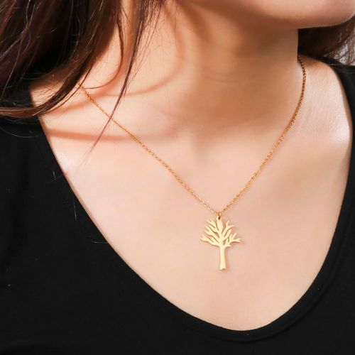 Hip-Hop Style World Peace Hollow Tree of Life Pendant - Titanium Steel Tree Necklace, Unisex Versatile Dragon Bone Chain, Multipurpose Fashion Jewelry (Bestseller)