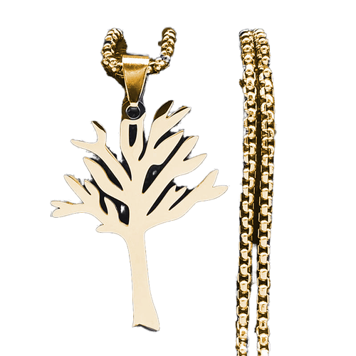 Hip-Hop Style World Peace Hollow Tree of Life Pendant - Titanium Steel Tree Necklace, Unisex Versatile Dragon Bone Chain, Multipurpose Fashion Jewelry (Bestseller)