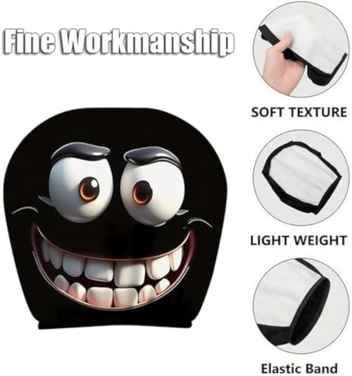 Black Funny Cartoon Car Headrest Covers - Universal Elastic Style, Perfect for Car Interior Decoration & Unique Gift Idea