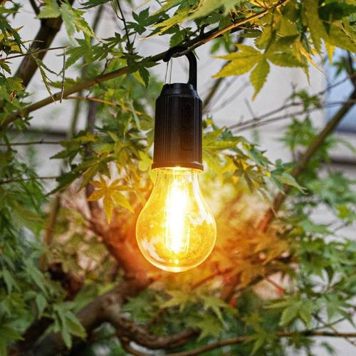 Solar-Powered LED Bulb for Home - Outdoor Long-Lasting Camping Lamp, Waterproof ABS Retro Tungsten-Style Bright Lighting, USB Rechargeable Emergency Light, High-Power Patio Tent Lamp with Hanging Hook