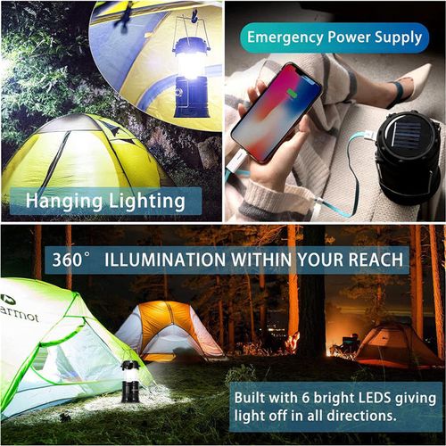 Multifunctional Solar Portable Telescopic Camping Light – USB Rechargeable Folding LED Tent Lamp, 2-in-1 Mosquito Repellent Lantern Flashlight, Gold Black Optional for Outdoor Camping     Indoor Use