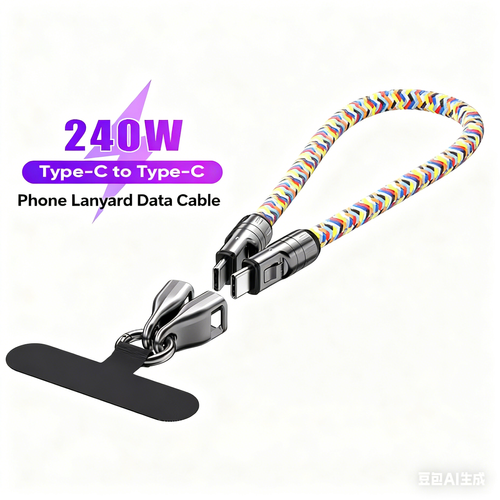 2-in-1 PD 240W Super Fast Charging Data Sync Phone Lanyard – Braided USB-C Cable with Zinc Alloy, Crossbody Neck Strap, Long & Short Styles for iPhone 15 & More