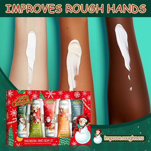 SADOER 8PCS Christmas Hand Cream & Lip Balm Set – Moisturizing Repair Anti-Chapped, Natural Organic Shea Butter, Nourishing Gift Set for Autumn Winter