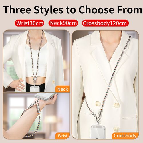 2-in-1 PD 240W Super Fast Charging Data Sync Phone Lanyard – Braided USB-C Cable with Zinc Alloy, Crossbody Neck Strap, Long & Short Styles for iPhone 15 & More