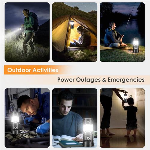 Multifunctional Solar Portable Telescopic Camping Light – USB Rechargeable Folding LED Tent Lamp, 2-in-1 Mosquito Repellent Lantern Flashlight, Gold Black Optional for Outdoor Camping     Indoor Use