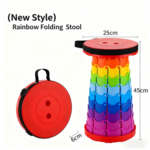 Black Thickened Outdoor Folding Telescopic Stool - Portable, Multi-Functional, Adjustable Camping Fishing Train Home Use Foldable Chair