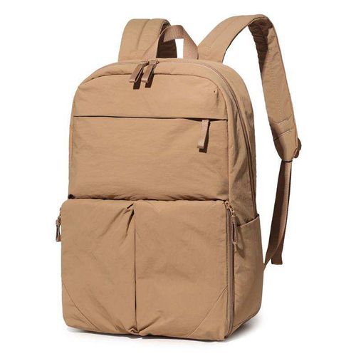 Bohemian Beige Large-Capacity Backpack - Unisex Anti-Theft Oxford Cloth Bag, Korean-Style Solid Color Versatile School Bag for Junior High High School & College Students, Outdoor Business Travel Laptop Backpack