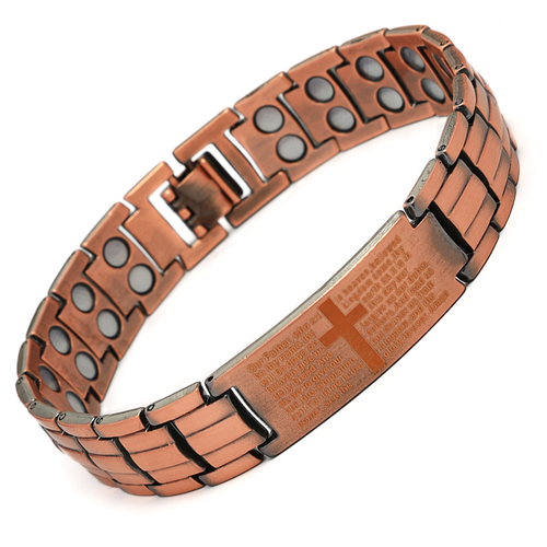 Red Copper Magnetic Bracelet, Fashionable Retro Red Copper Cross Double-Row Magnet, Men's Gift