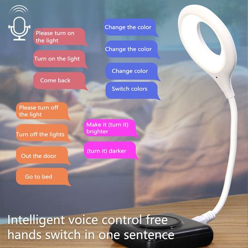 USB Smart Voice-Controlled Eye-Caring Night Light - English Mini Bedside Lamp, Voice-Activated Reading LED Light, Buy Two Get One Free ​