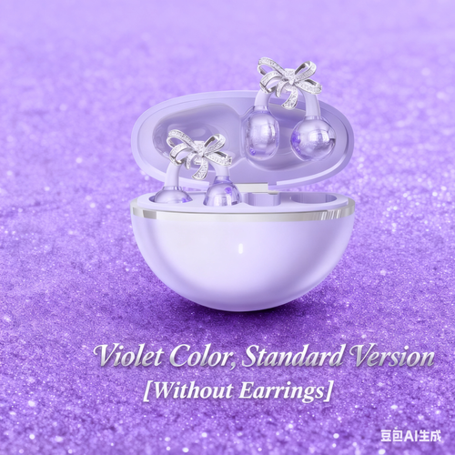 Violet Butterfly Diamond Ear Clip Wireless Bluetooth Headphones (Upgraded Version with Ear Jewelry), Star Ring Design, Long Battery Life, Noise Cancelling, HiFi Stereo Sports Earbuds