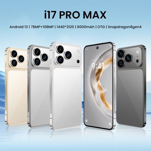 I17 Pro Max Android Smartphone, 4GB+64GB, Global Version with 6.9-Inch Large Screen, Available in Black White Gray Gold Orange, Free Phone Case + Charger Included