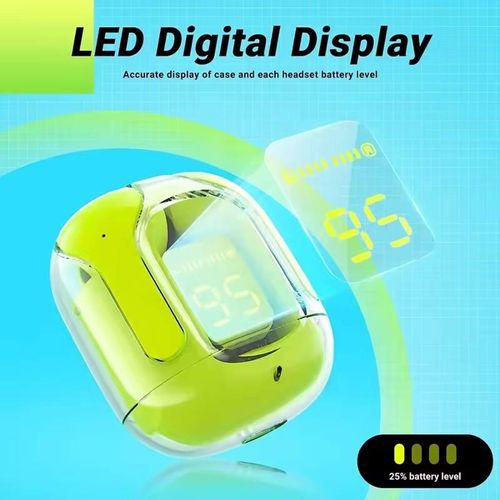 Air31 Transparent TWS Bluetooth Earbuds – In-Ear HK6 Digital Display Gaming & Sports Headphones, ANC ENC Active Noise Cancellation, Bluetooth 5.3, 6 Colors Optional (Black White Blue Green Pink Purple)