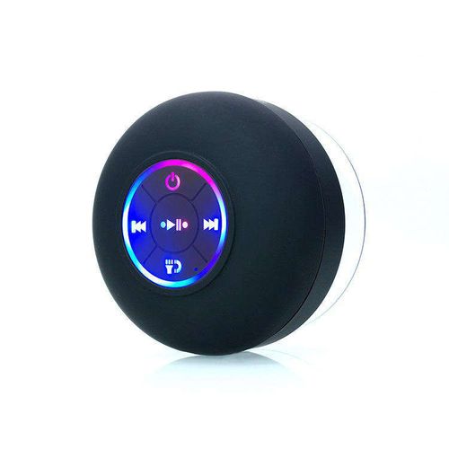 Black Version Mini Bluetooth Speaker with Built-in Suction Cup - LED Light, Hands-Free Calling, Waterproof for Bathroom & Home Use Wireless Speaker ​