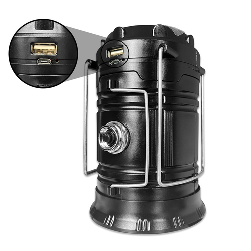 Multifunctional Solar Portable Telescopic Camping Light – USB Rechargeable Folding LED Tent Lamp, 2-in-1 Mosquito Repellent Lantern Flashlight, Gold Black Optional for Outdoor Camping     Indoor Use