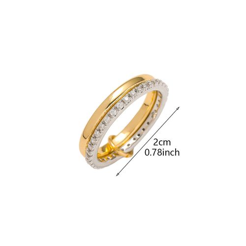 Two-Tone Interlocking CZ Stackable Rings – Gold-Plated Copper Multi-Layer Statement Ring Set (2 4 5 Loops) for Women
