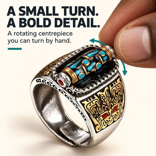 Nine-Eye Dzi Style Rotating Ring