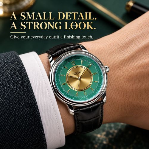 BINLIHUAN Green & Gold Dial Quartz Watch