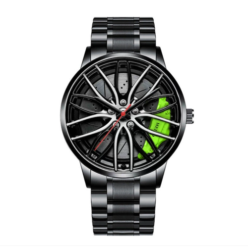 Rim Wheel Design Men Watch ⌚ Black Steel Quartz Sport Watch