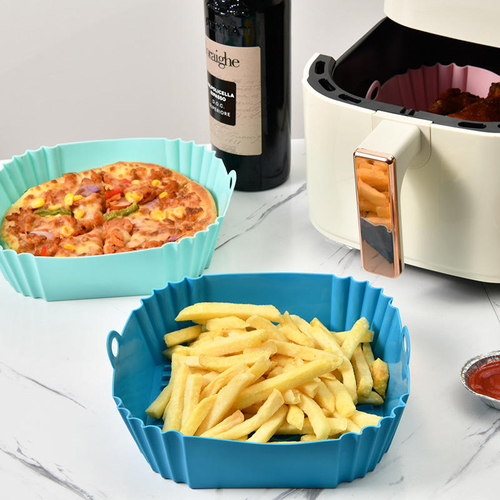 Food-grade silicone air fryer baking tray, high-temperature resistant air fryer baking tray, easy-to-clean baking tray set (three trays, colors randomly sent)