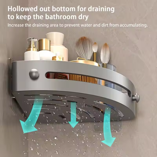 Multifunctional double-layer rust-proof bathroom corner storage rack with strong load-bearing capacity, shampoo and lotion rack, efficient space-saving storage rack