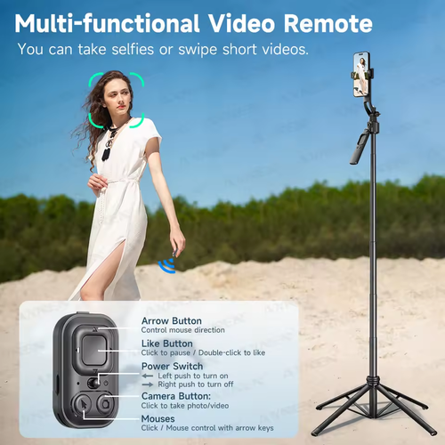 AI Tracking Gimbal Stabilizer, 1.83m Tripod, Quadruped Selfie Stick for Mobile Phone Photography, Action Camera Port