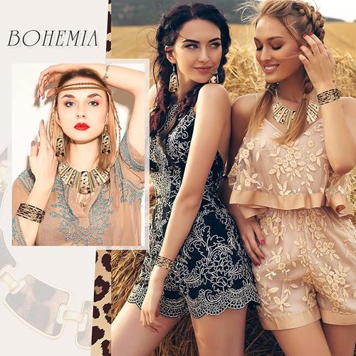 New fashion retro leopard print exaggerated earrings necklace bracelet jewelry