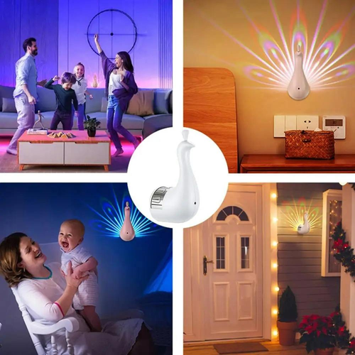 LED wall lamp peacock projection lamp home decoration wall lamp romantic atmosphere color corridor room bedside background night