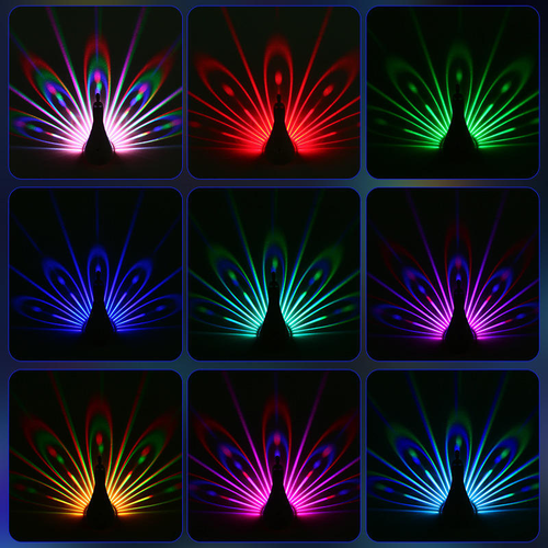 LED wall lamp peacock projection lamp home decoration wall lamp romantic atmosphere color corridor room bedside background night