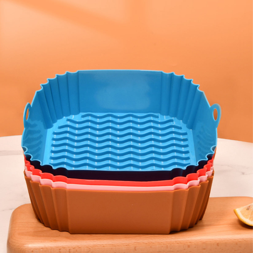 Food-grade silicone air fryer baking tray, high-temperature resistant air fryer baking tray, easy-to-clean baking tray set (three trays, colors randomly sent)