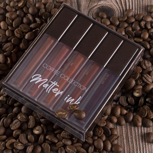 Coffee Series Matte Ink 5-Piece Nude Lipstick Set Quick-Drying Waterproof Dark Lip Gloss Tube