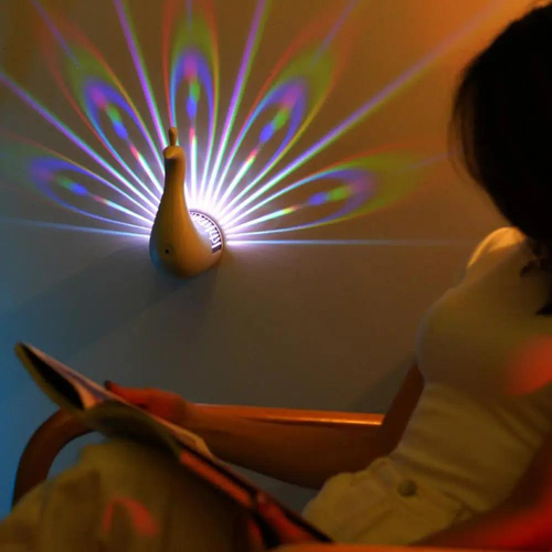 LED wall lamp peacock projection lamp home decoration wall lamp romantic atmosphere color corridor room bedside background night