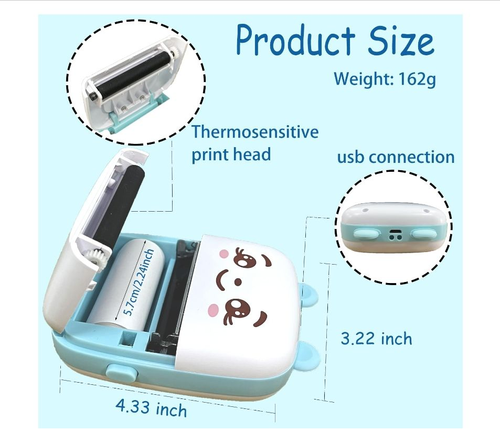 Mini Portable Printer Photo Picture Office Receipt QR Code Label List Note Pocket Thermal Printer Wireless Smart Inkless Printer
