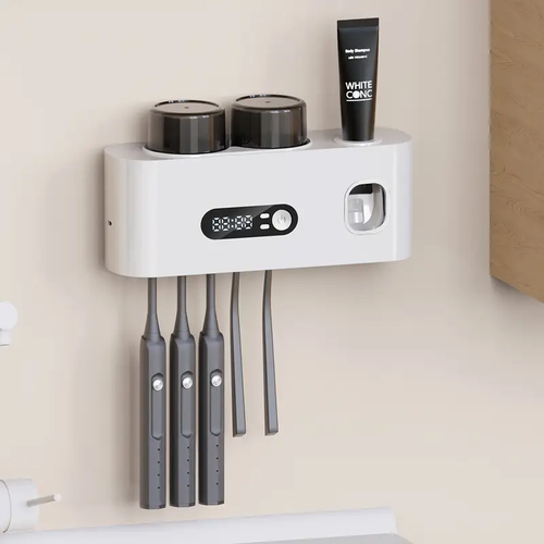 New Wall-Mounted UV Toothbrush Sterilizer Stand - Rechargeable with Timer, Wireless Sterilization