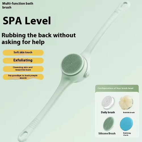 Newest Double Handle Silicone Multifunctional Bath Brush Soft Rechargeable Face Washing Brush Long Handle Handheld Electric Body Brush