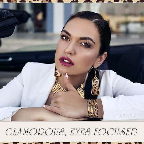 New fashion retro leopard print exaggerated earrings necklace bracelet jewelry
