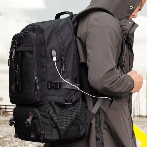 Latest 80L large capacity USB men's travel bag business trip boarding backpack outdoor sports luggage bag canvas backpack shoulder bag travel camping bag