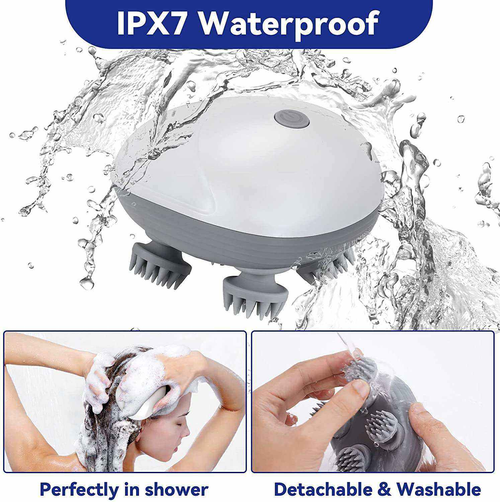 Electric Scalp Massager Silicone Head Scalp Kneading Vibration Device 6 Mode for Hair Growth Stress Relax Waterproof Massageador