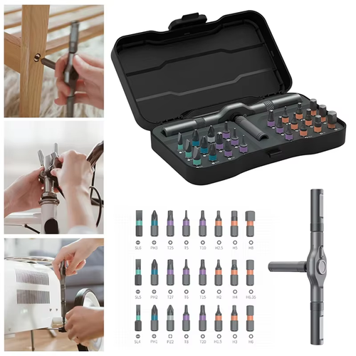 MYJ 24-in-1 ratchet screwdriver bit set high-quality S2 steel bit multi-function ratchet handle industrial-grade tool set