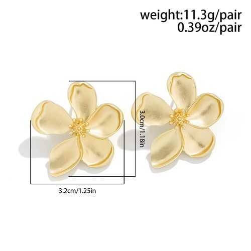 Elegant Simple Gold Plated Punk Five Leaf Flower Stud Earrings for Women for Weddings and Bridal Y2K Accessories Gift ES094