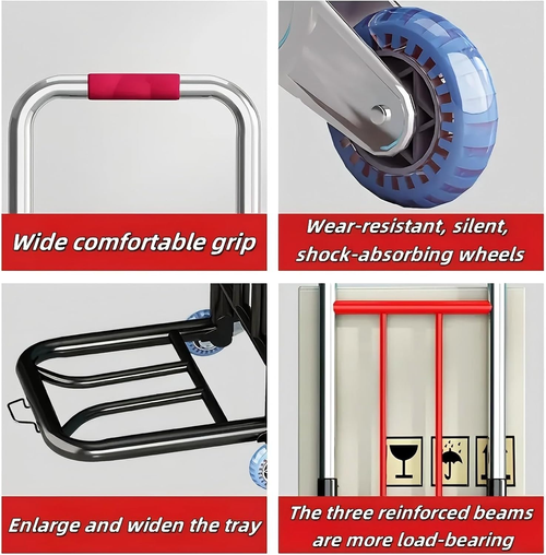 Iron Stair Climbing Cart Foldable Handle Heavy Duty Luggage & Building Material Transport Portable Household Use