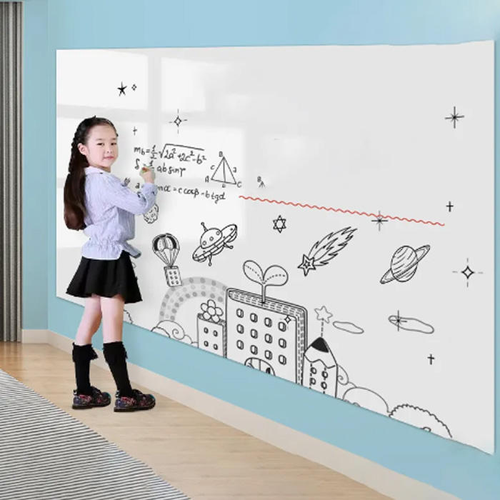 Large electrostatic whiteboard sheet washable surface compatible with whiteboard markers and erasers (60cm x 10m).