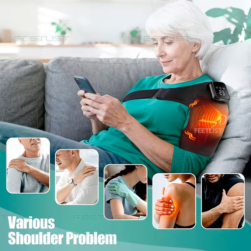 Wireless Shoulder Heater, Electric Heating and Vibration Function, for the Shoulders, 3 Heating and Vibration Modes, No Need to Plug in - with LED Touchscreen